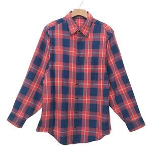 Mother Shirt Womens Medium Pink Oversized Madras Plaid Pearl Button Long Sleeve